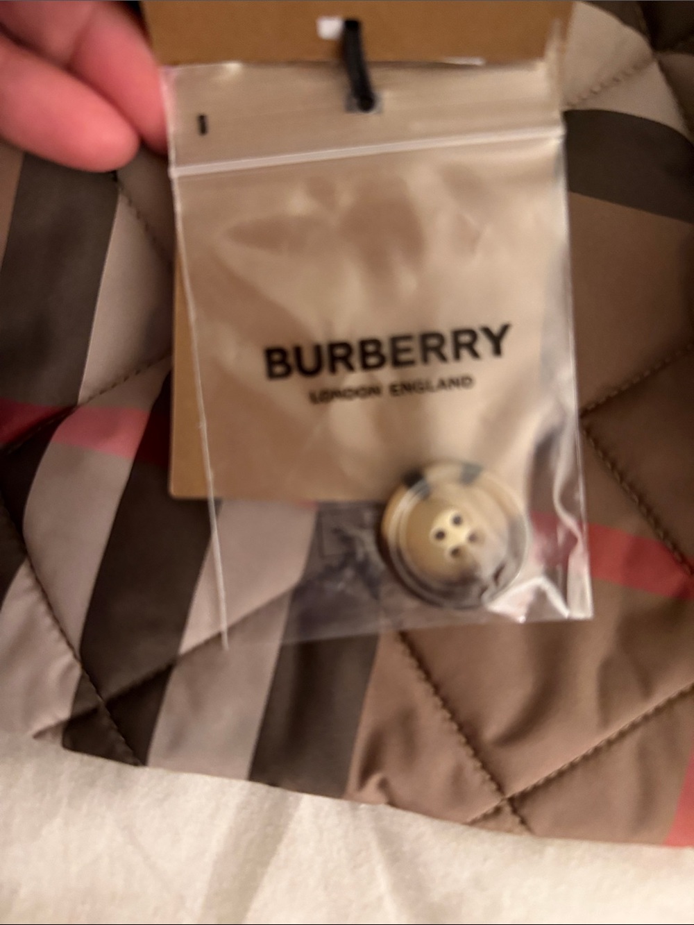 Burberry Quilted Double-Breasted Coat in Mauve - Picture 16 of 17